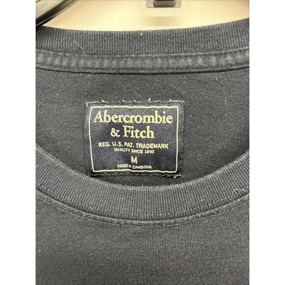 Abercrombie & Fitch Men's Medium, Black LS Shirt with Green Logos - Picture 2 of 6